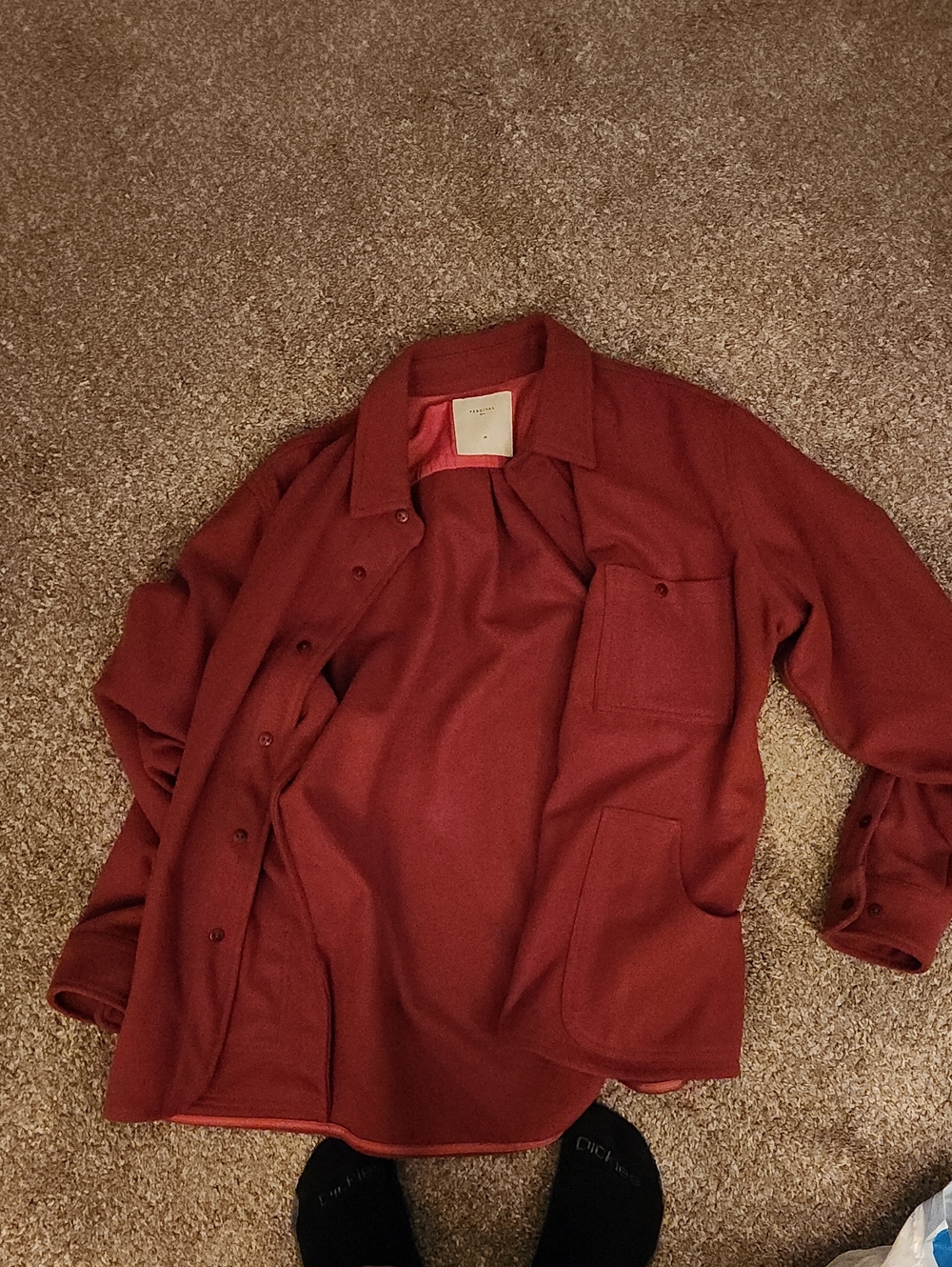 Men's Lightweight Shirt Jacket in Rust Red